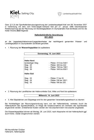 Räumungungsverfügung 2023 Schilksee